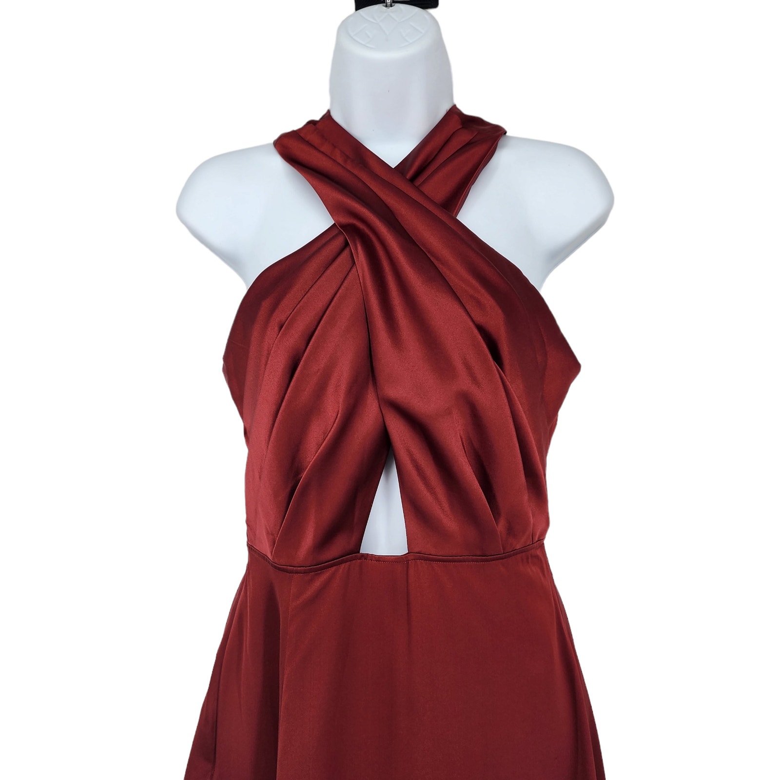 Silk Maison Cleopatra Bridal Silk Maxi Dress Front Slit In Burgundy Size Small — image 3 of 8